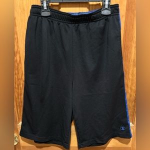 Champion Athletic Shorts, black with royal blue stripe, size large